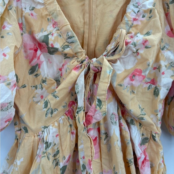 Abercrombie & Fitch Mini Dress Floral Baby Doll Cinch Front Puff Sleeve small - Picture 6 of 16
